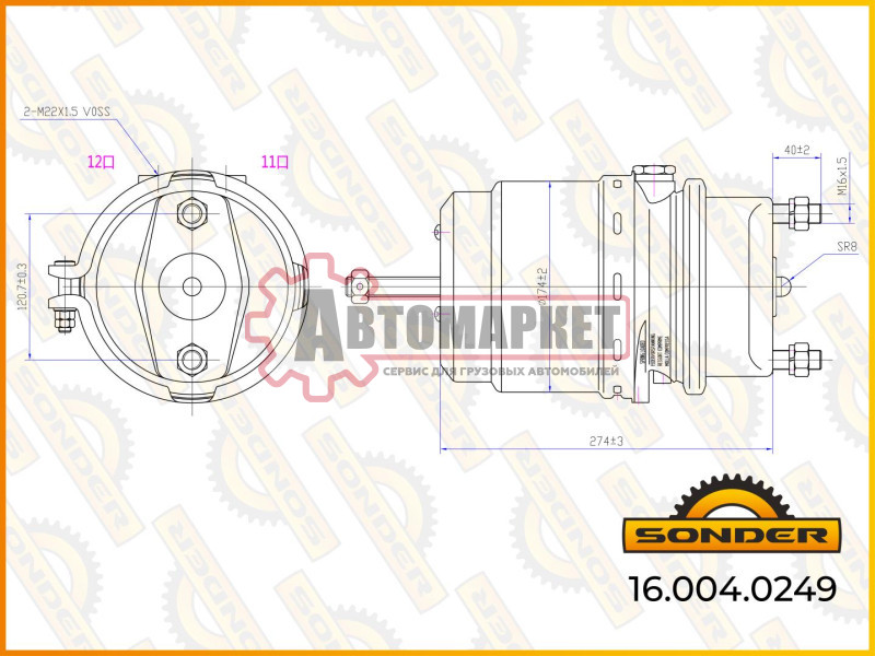 Энергоаккумулятор (дисковый тормоз) TYPE20/24 MAN TGA левый