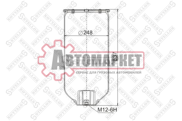 Пневмоподушка без стак. 2 отв.шп.M10. 1отв-шт.M22 Н 1xM22 \Schmitz.Weweler