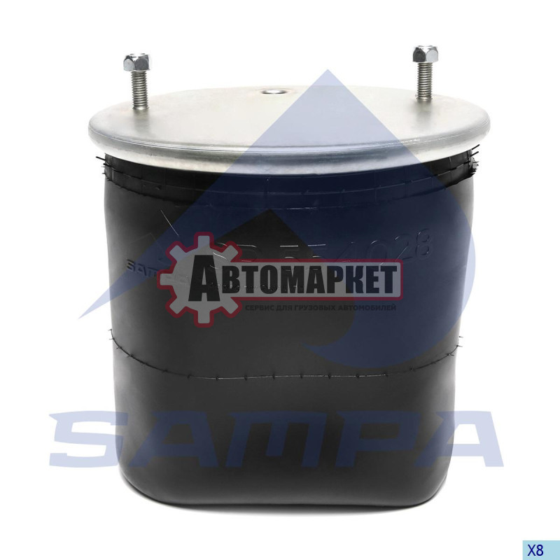 Пневмоподушка без стак. 2шп.M12 смещ.25 1отв-шт.M22 Н:отв.D156.5 \Schmitz.Wewele