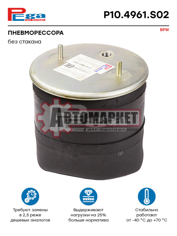 Пневмоподушка без стак.2шп.M12 1отв-шт.M22 \BPW