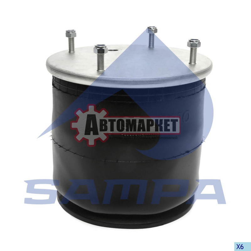 Пневмоподушка со стак 4шп.M12. 1отв.штуц.M22. Поршень пластик.4отв.M12 \SAF/ROR/