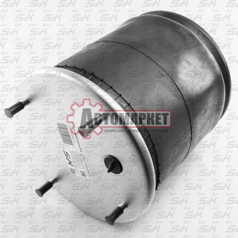 Пневмоподушка со стак 4шп.M12. 1отв.штуц.M22. Поршень пластик.4отв.M12 \SAF/ROR/