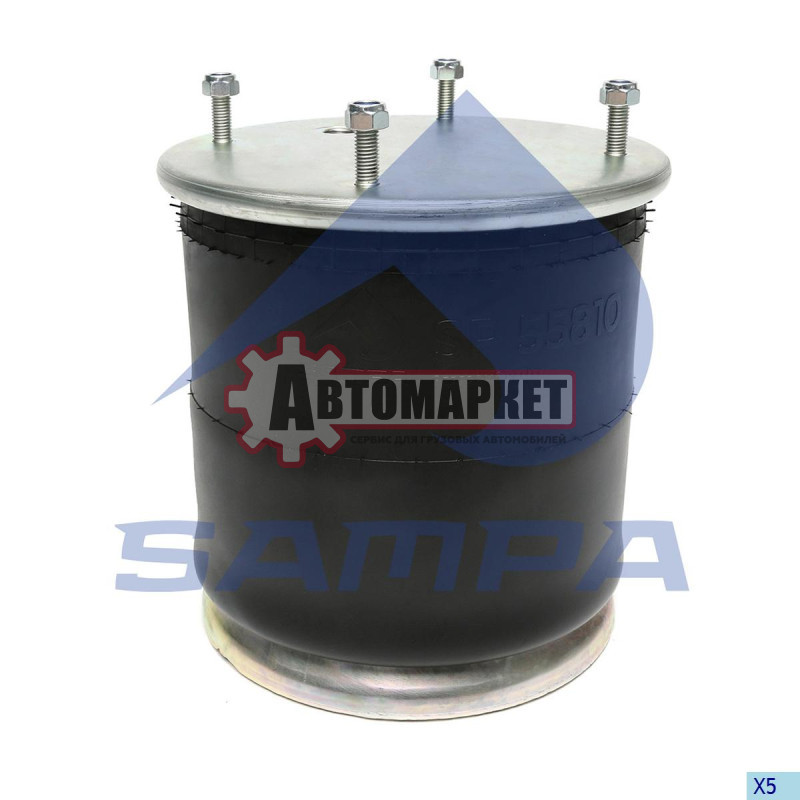 Пневмоподушка со стак 4шп.M12. 1отв.штуц.M22. Поршень стальн.4отв.M12 \SAF/ROR/T