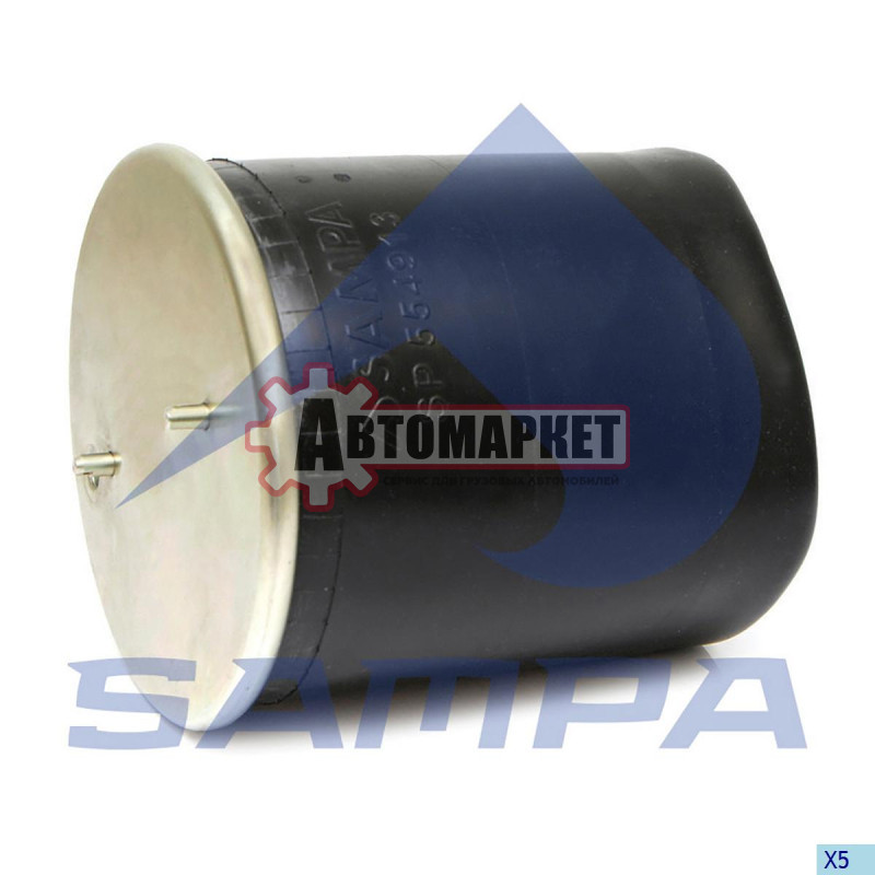 Пневмоподушка со стак. h485 2шп.d12.1отв.шт.M16.Порш.мет.1отв.d15.1отв d16\Scani