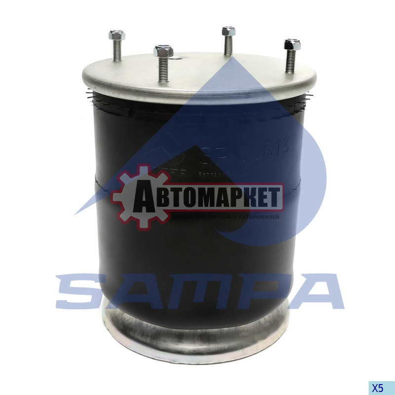 Пневмоподушка со стак4шп.M12. 1отв.шт.M22. Поршень стальн.4отв.M12 \SAF/ROR/Trai