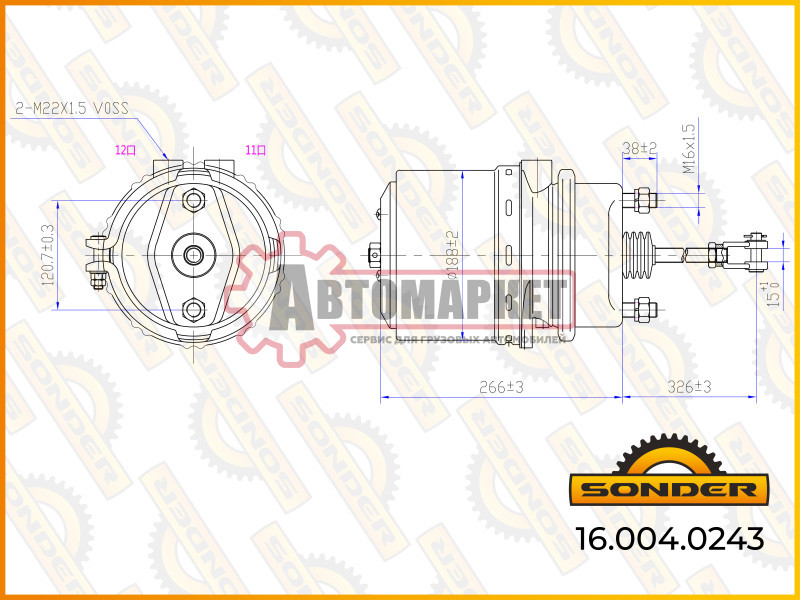 Энергоаккумулятор кулачковый тормоз MAN/DAF/RVI