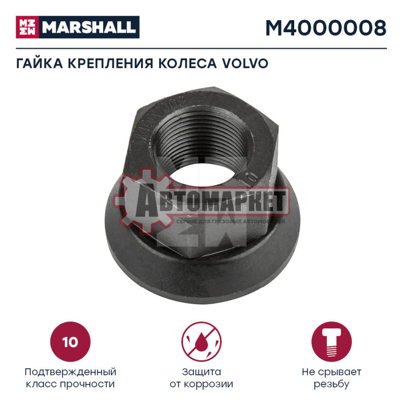 Гайка колесная M22x1.5 H=30 SW33 \Omn RVI,Volvo FH/FM