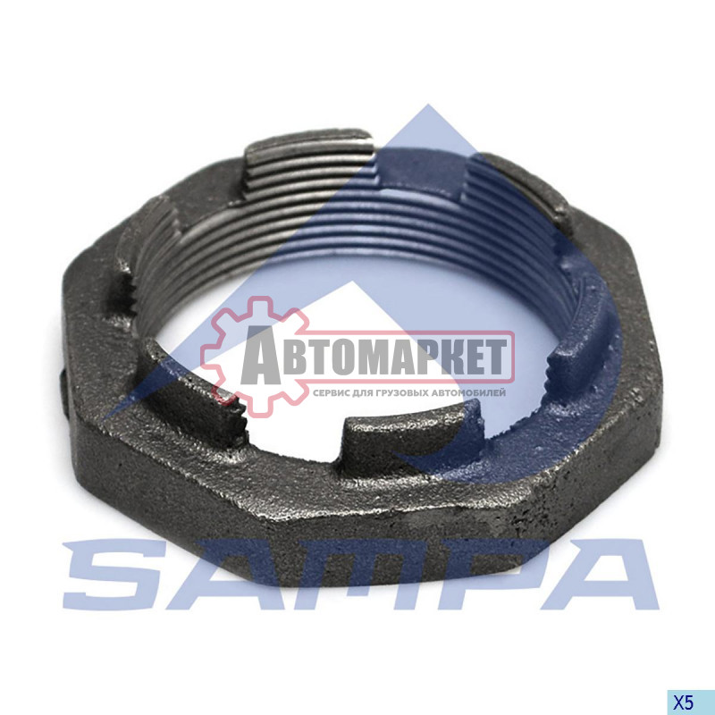 Гайка ступицы корончатая M60x2 SW80 H=20 RHT \Scania