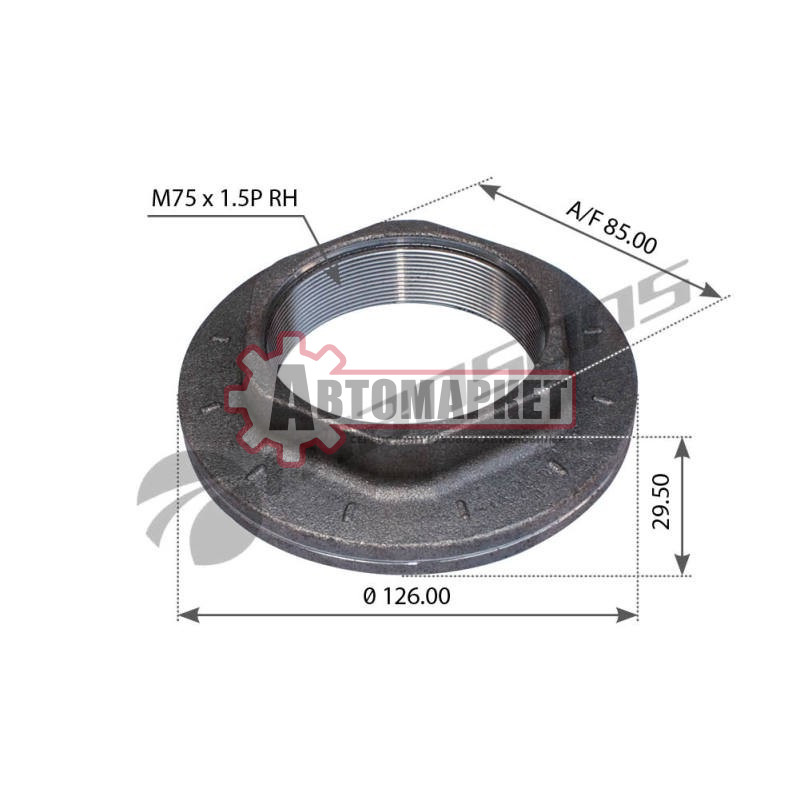 Гайка ступицы прав. M75*1.5 SW 85 INTEGRAL SAF