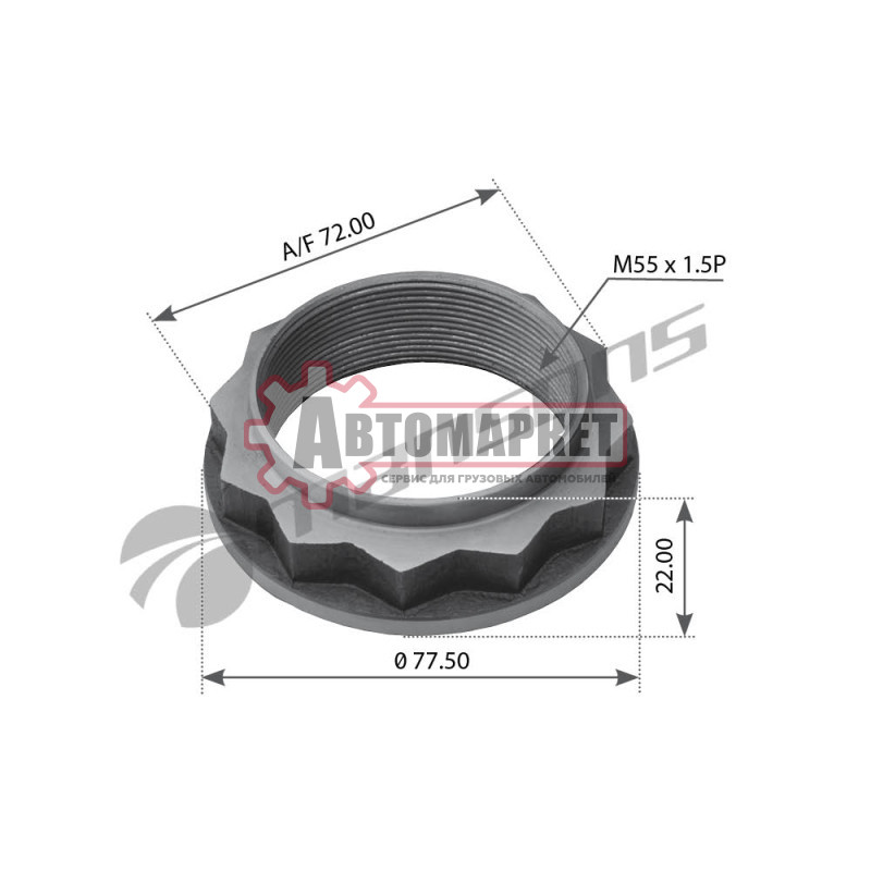 Гайка хвостовика редуктора MAN M55*1.5