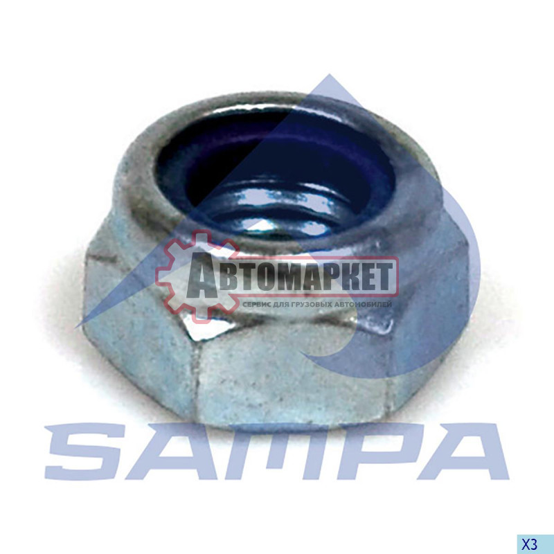 Гайка шпильки полуоси / подушки M12*1.75*SW19/H14 с фиксатором