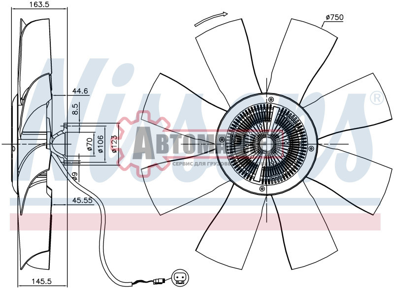 Гидромуфта с крыльчаткой D=750 8 лопаст. Scania 4/P/R/T серия,