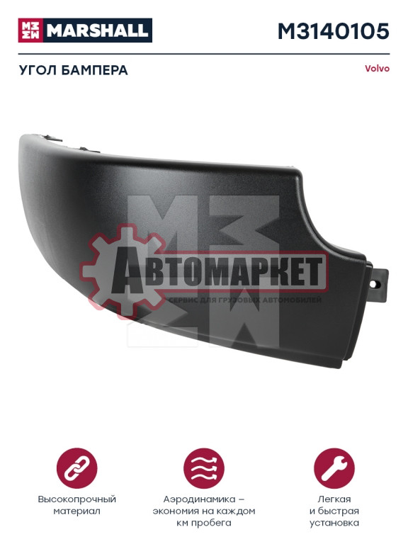 Угол бампера темно-серый пластик левый VOLVO 3175418