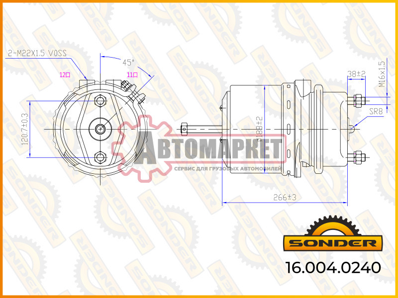 Энергоаккумулятор (дисковый тормоз) правый TYPE 20/27 Iveco Eurocargo/Tech/Stral