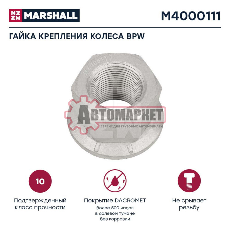 Гайка крепления колеса Дакромет БПВ (H=31;22x1,5)