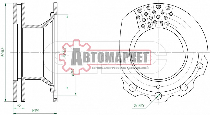 Диск тормозной 377/ x45/169.5 10n-335-M23 \BPW SKH Eco SB3745