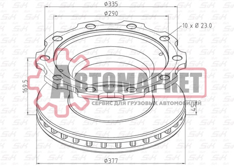 Диск тормозной 377/ x45/169.5 10n-335-M23 \BPW SKH Eco SB3745