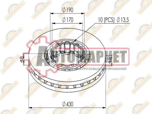Диск тормозной 430х160х48 n10\SAF SKRB 9022 (SK7) INTEGRAL
