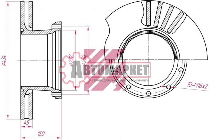 Диск тормозной 434*45*150 n10 ROR LM/LC D-Elsa2