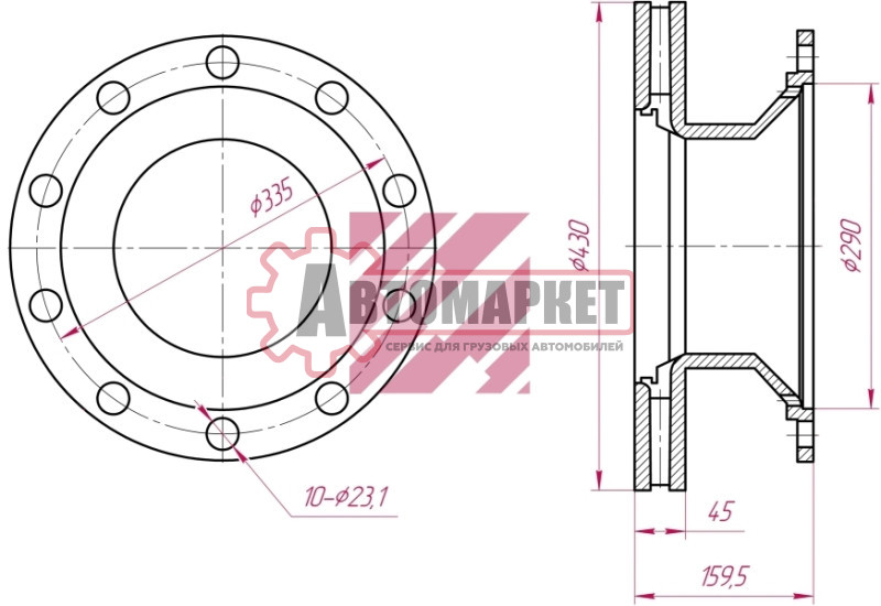Диск тормозной BPW 430*45*159.5 (вентилируемый)