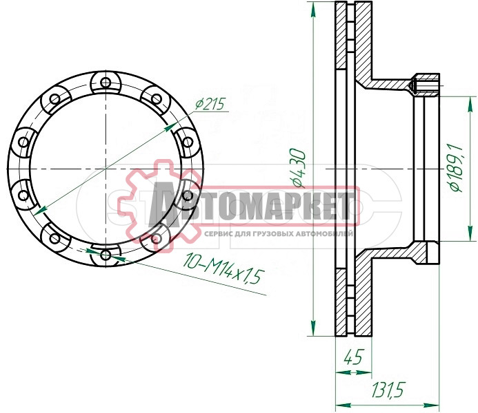 Диск тормозной вентилируемый D430\ SAF B9