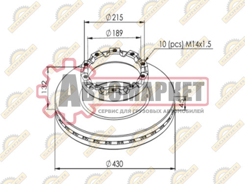Диск тормозной вентилируемый D430\ SAF B9