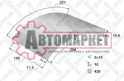 Накладки торм.с ЗАКЛЕПК.STD УВЕЛ.РЕСУРС 19032 17.5-10.8(420x180(93251 8x15 80) BPW,DAF