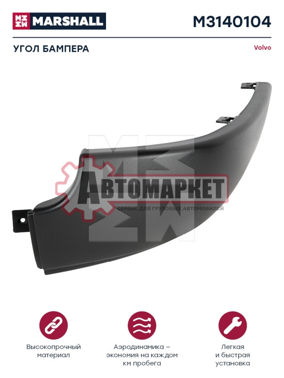 Угол бампера темно-серый пластик правый VOLVO 3175419