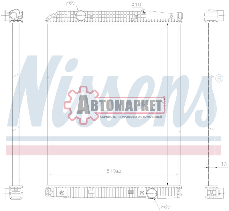 Радиатор 1015*808*42 MB Actros/Actros MP2 (алюминий) (без рамки)
