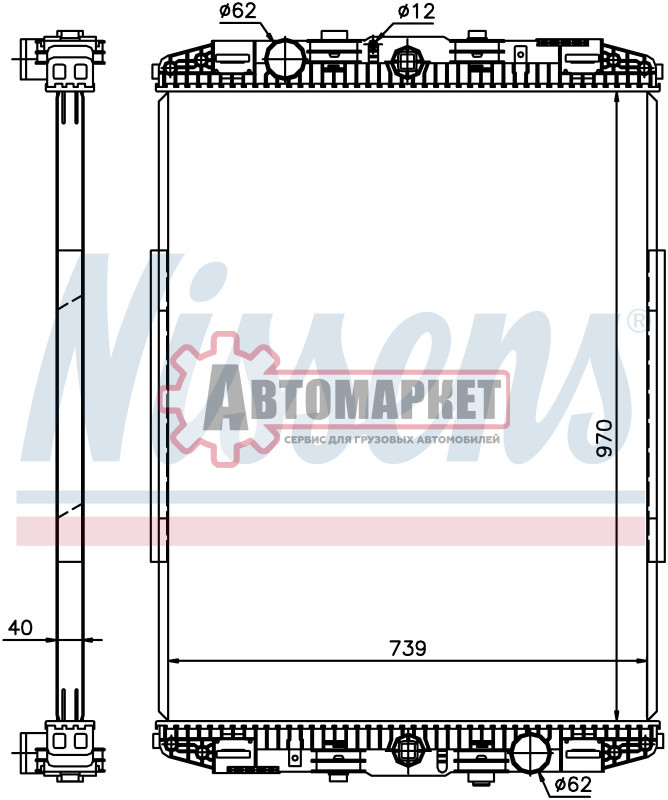 Радиатор DAF 95.360-430 (87-) 970*790.6*43 (алюминий без рамки)