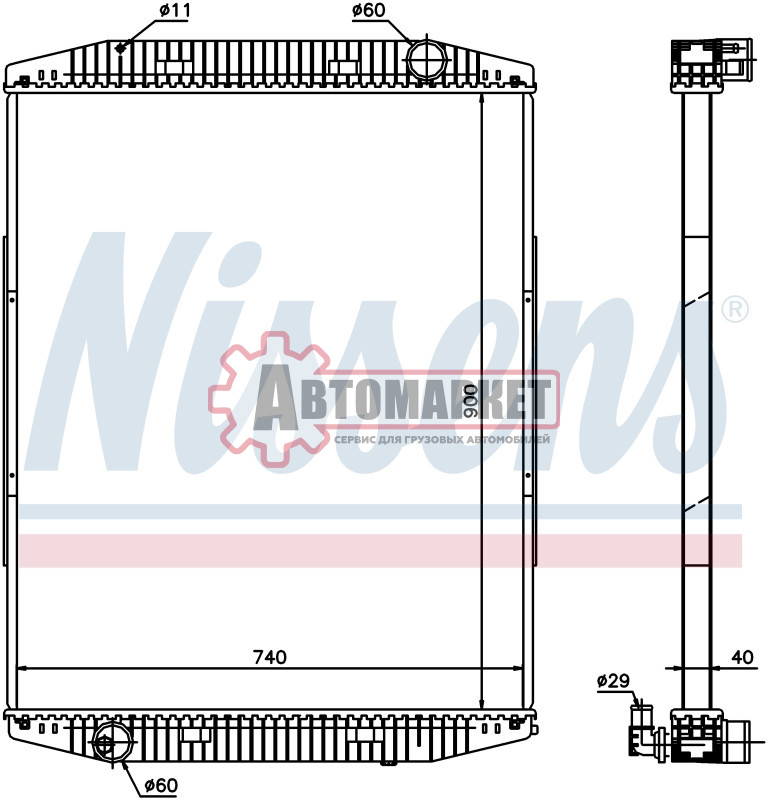Радиатор IVECO 440 E.38-E.52 (93-) 900*769,2*48