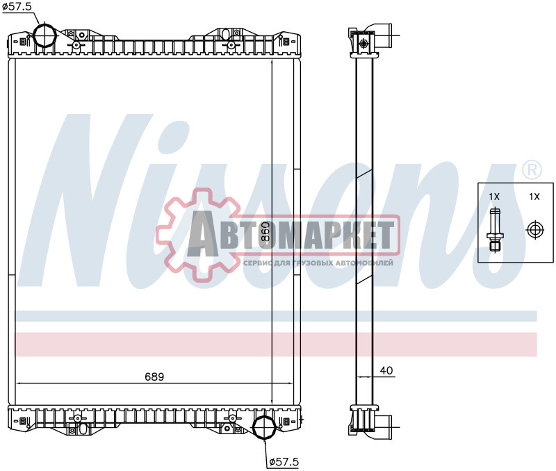 Радиатор SC P серия DC 9.12/11.09 270/380 л.с. 2004--(алюм. без рамы)