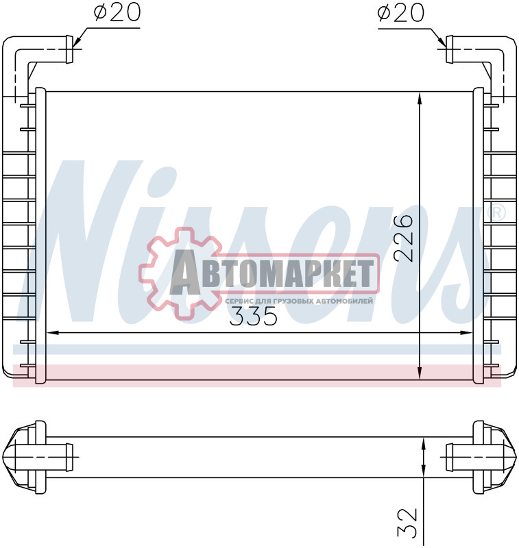 Радиатор отопителя [335x228x38mm] RVI