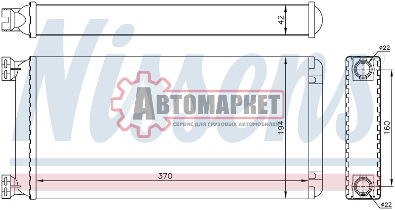 Радиатор отопителя 370*190*43 DAF 657585CF CF657585 XF95105