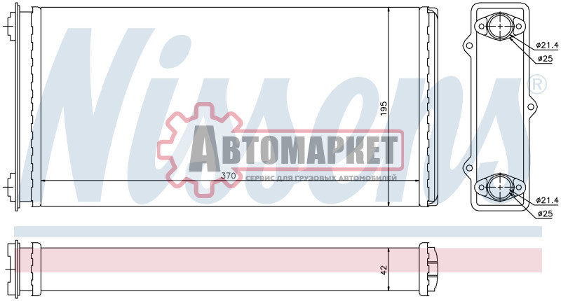 Радиатор отопителя 370x198x42\DAF XF