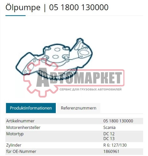 Насос масляный Scania DC13 двигатель D11/12/13 2105497