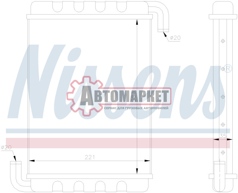 Радиатор отопителя SC 2-3 серия (295*230*49)