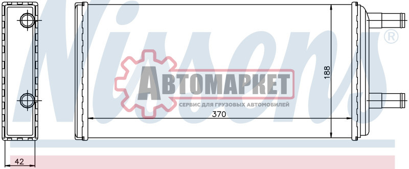 Радиатор отопителя пластик/алюминий 370x188x42\ Volvo F10/12/16 TD120, TD162/3 (