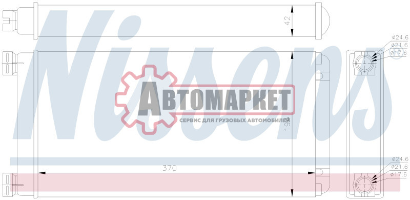 Радиатор отопителя пластик/алюминий 370x190x43 \MAN TGA 02>