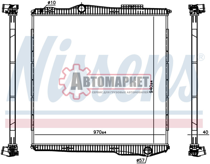 Радиатор охлаждения двигателя 940*1000*40 Scania G 04-> (без рамки)