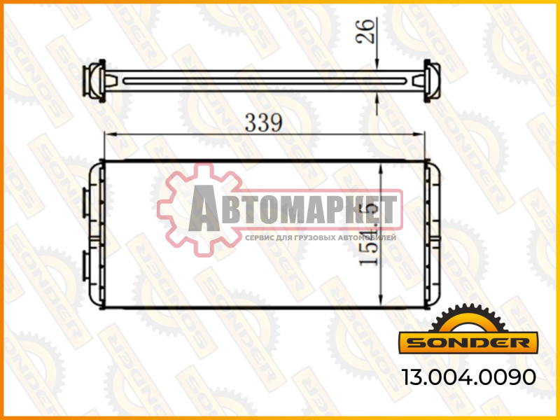 Радиатор печки 345x160x26\ MB Atego 98>