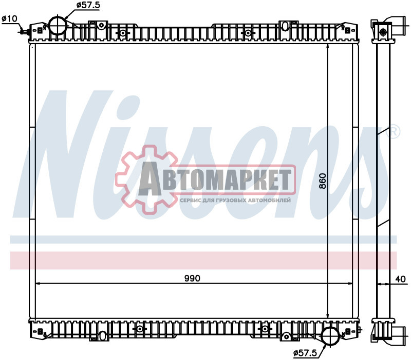 Радиатор системы охлаждения без мет.рамки 860x990x40 \Scania R-Series 03/04>