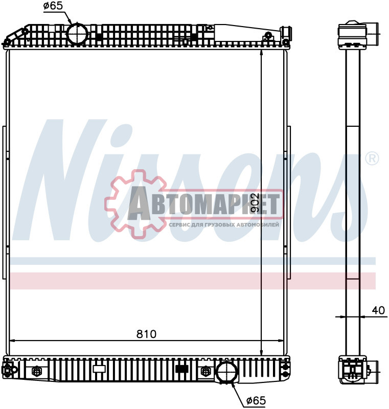 Радиатор системы охлаждения без рамки 902x810x40 \MB Actros 18/20/25/26/32/33/4