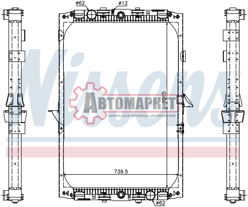Радиатор системы охлаждения с рамкой 1065x740x40 \DAF F95/XF95 380/430/480/530