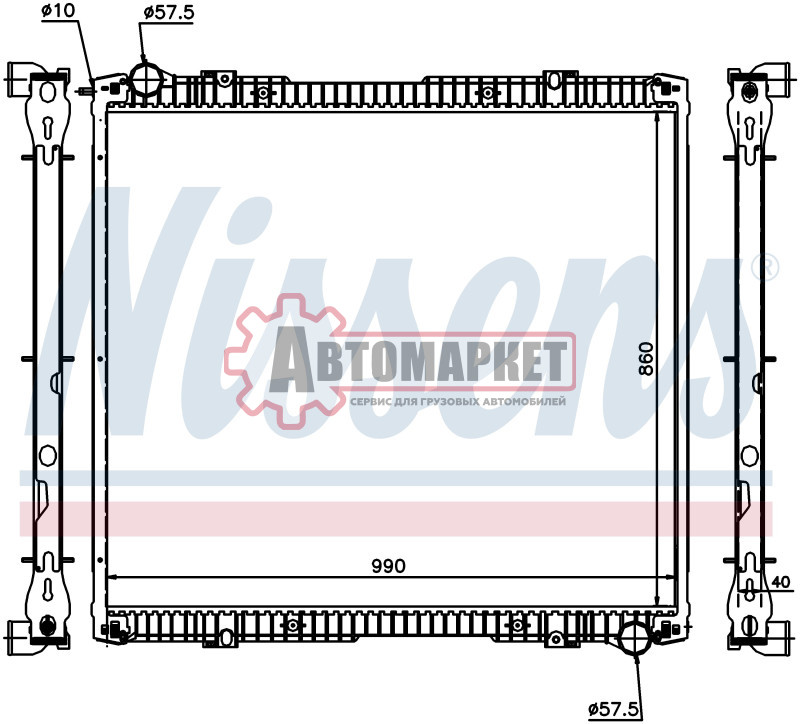 Радиатор системы охлаждения с рамкой 860x1025x37\ SCANIA R-Series 03/04>