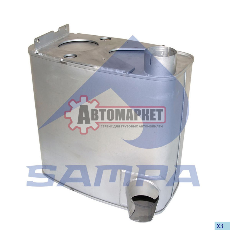 Резонатор(бочка) глушителя ЕВРО 1 прямоугольный \MAN TGA 18/26/33. D2866/2876