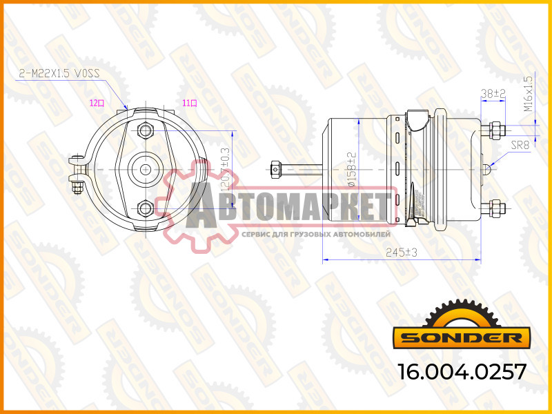 Энергоаккумулятор дисковый тормоз T2416 DAFScania