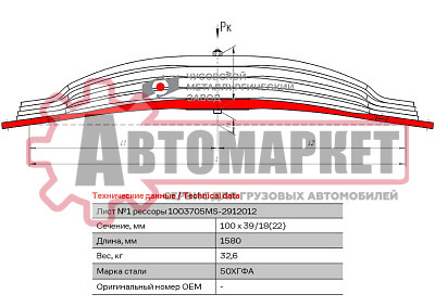 Лист рессорный №1 MB 902604MS-2902101-10