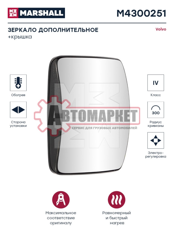 Стекло зеркала малого прав/лев VOLVO FH4 82356824