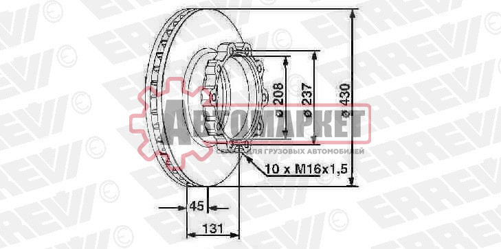 Диск тормозной 10n-237-M16x1.5 \Scania 124